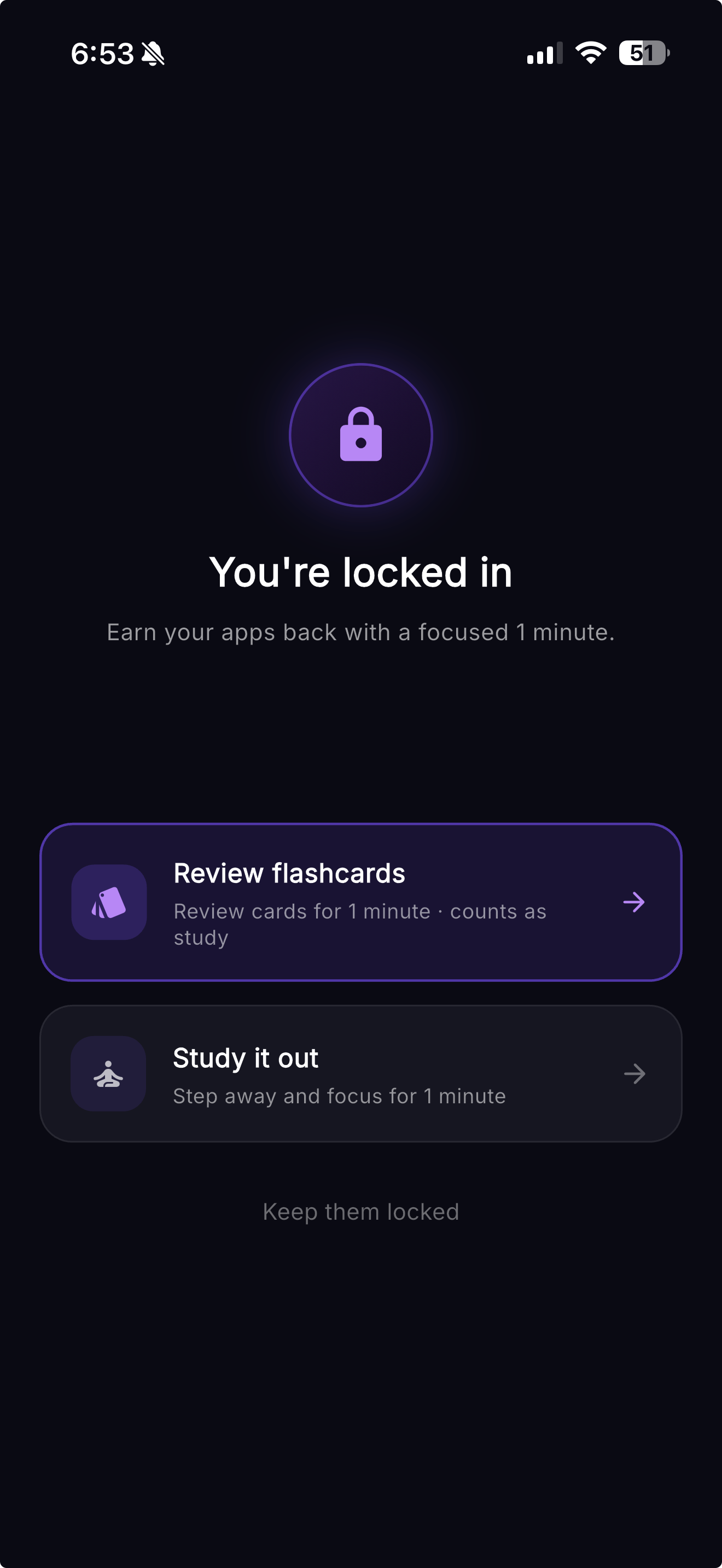 Lock-In active screen